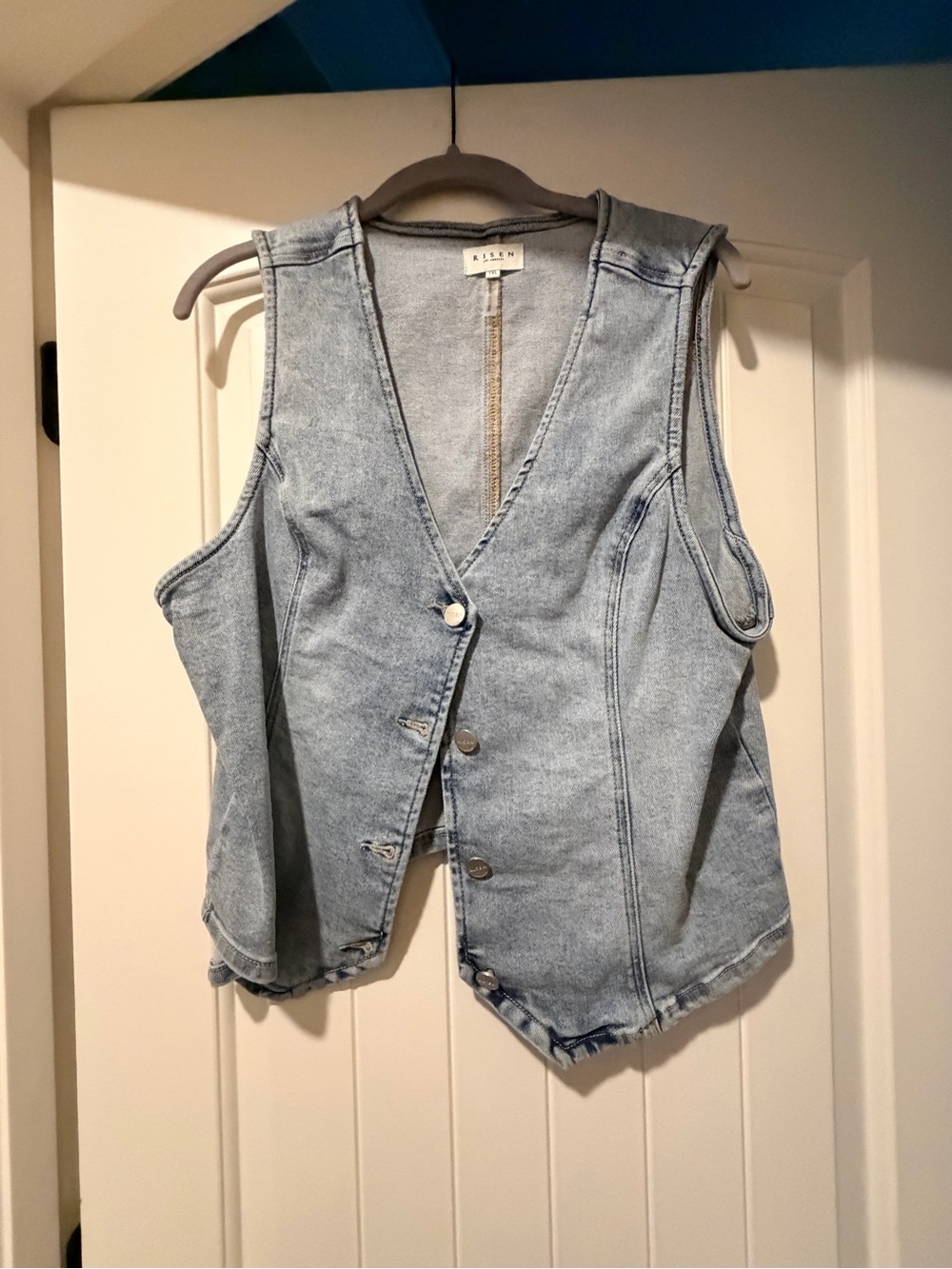 Risen Light Blue Denim Vest - Women's Sleeveless Vest